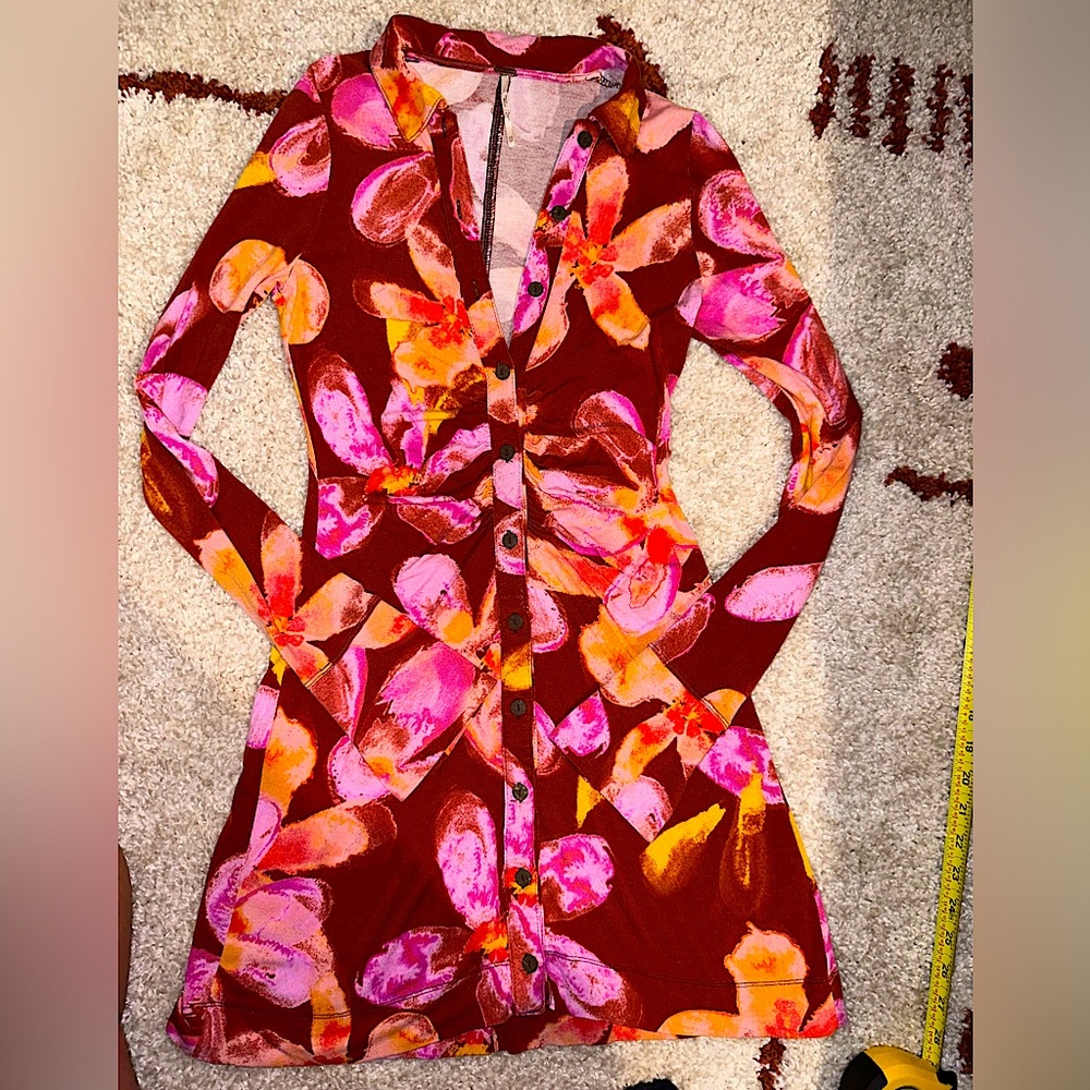Free People sz small Midi Dress or shirt xs flowy soft spring summer